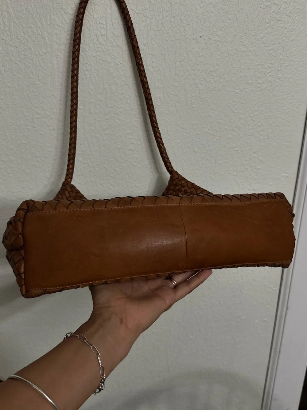 Woven Leather Shoulder Bag in Brown - Picture 2 of 9